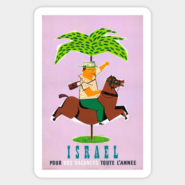 Vintage Travel Poster Israel Horseback Rider Sticker by vintagetreasure